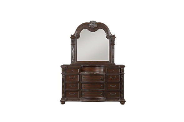 Cavalier Brown Marble Insert Dresser - Luna Furniture
