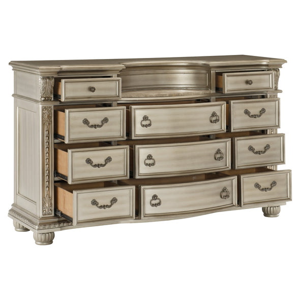 Cavalier Silver Marble Insert Dresser - Luna Furniture