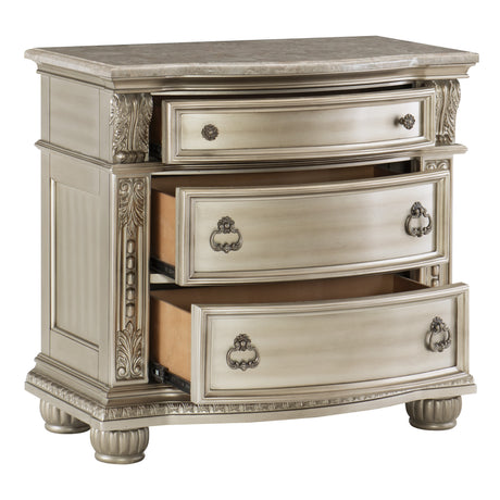 Cavalier Silver 4-Piece Bedroom Set (Queen Bed, Nightstand, Dresser, Mirror) from Homelegance - Luna Furniture