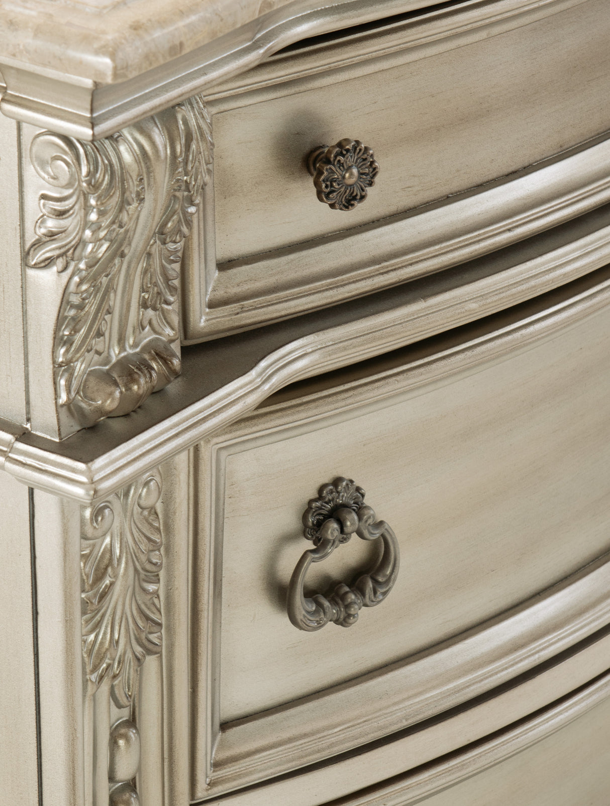Cavalier Silver 4-Piece Bedroom Set (Queen Bed, Nightstand, Dresser, Mirror) from Homelegance - Luna Furniture