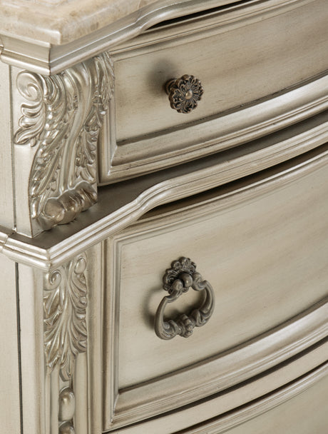 Cavalier Silver 4-Piece Bedroom Set (Queen Bed, Nightstand, Dresser, Mirror) from Homelegance - Luna Furniture