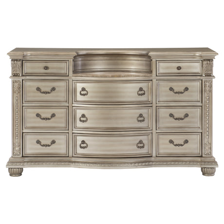 Cavalier Silver 4-Piece Bedroom Set (Queen Bed, Nightstand, Dresser, Mirror) from Homelegance - Luna Furniture