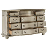 Cavalier Silver 4-Piece Bedroom Set (Queen Bed, Nightstand, Dresser, Mirror) from Homelegance - Luna Furniture