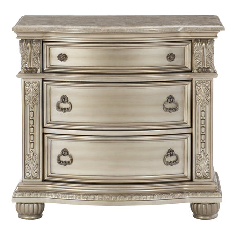 Cavalier Silver 4-Piece Bedroom Set (Queen Bed, Nightstand, Dresser, Mirror) from Homelegance - Luna Furniture