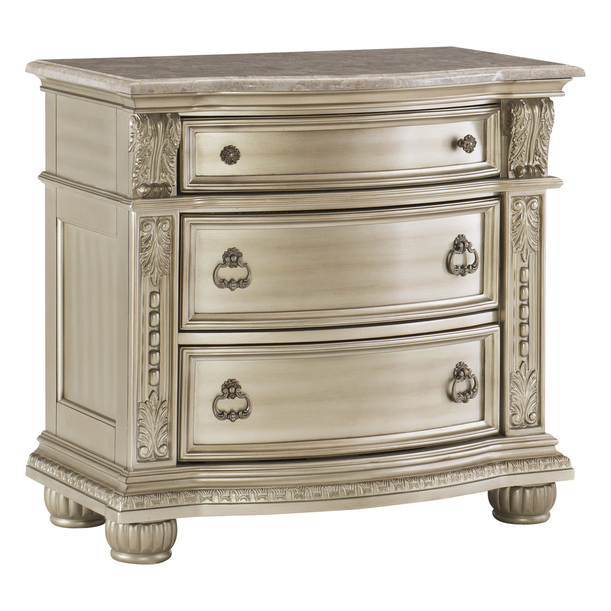 Cavalier Silver 4-Piece Bedroom Set (Queen Bed, Nightstand, Dresser, Mirror) from Homelegance - Luna Furniture