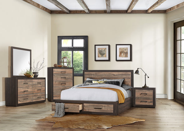Miter Brown Queen Storage Platform Bed - Luna Furniture