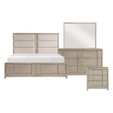 McKewen Light Gray 4-Piece Queen Upholstered Storage Platform Bedroom Set (Queen Bed, Nightstand, Dresser, Mirror) from Homelegance - Luna Furniture