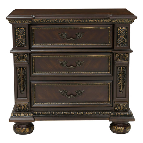 Catalonia Cherry 4-Piece Bedroom Set (Queen Bed, Nightstand, Dresser, Mirror) from Homelegance - Luna Furniture