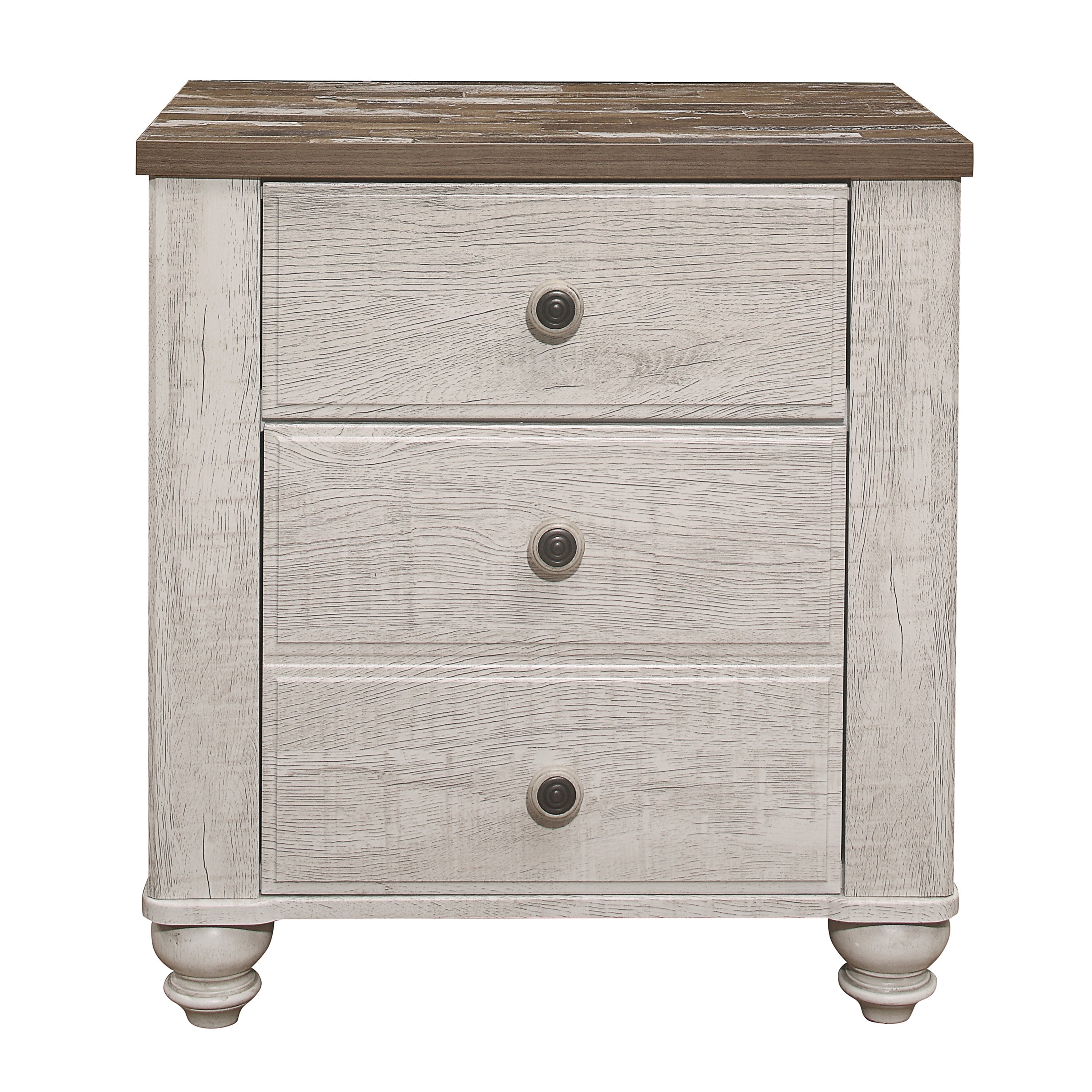 Nashville Antique White/Brown Nightstand from Homelegance - Luna Furniture
