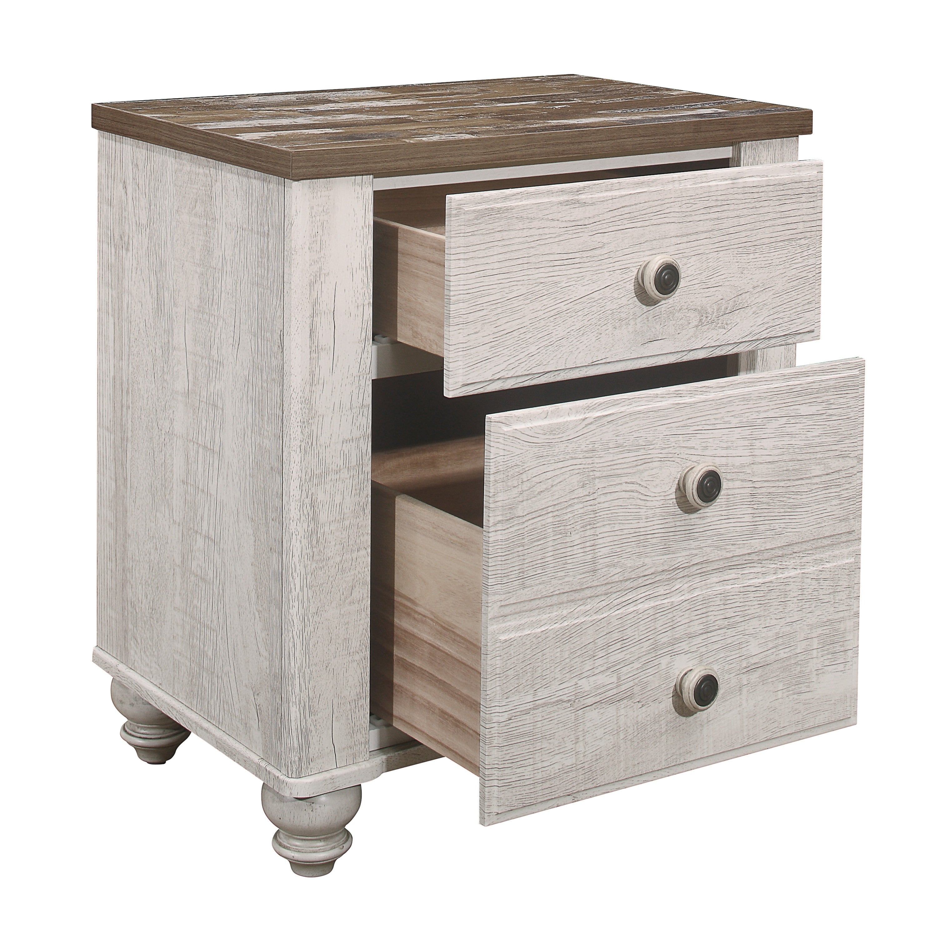 Nashville Antique White/Brown Nightstand from Homelegance - Luna Furniture