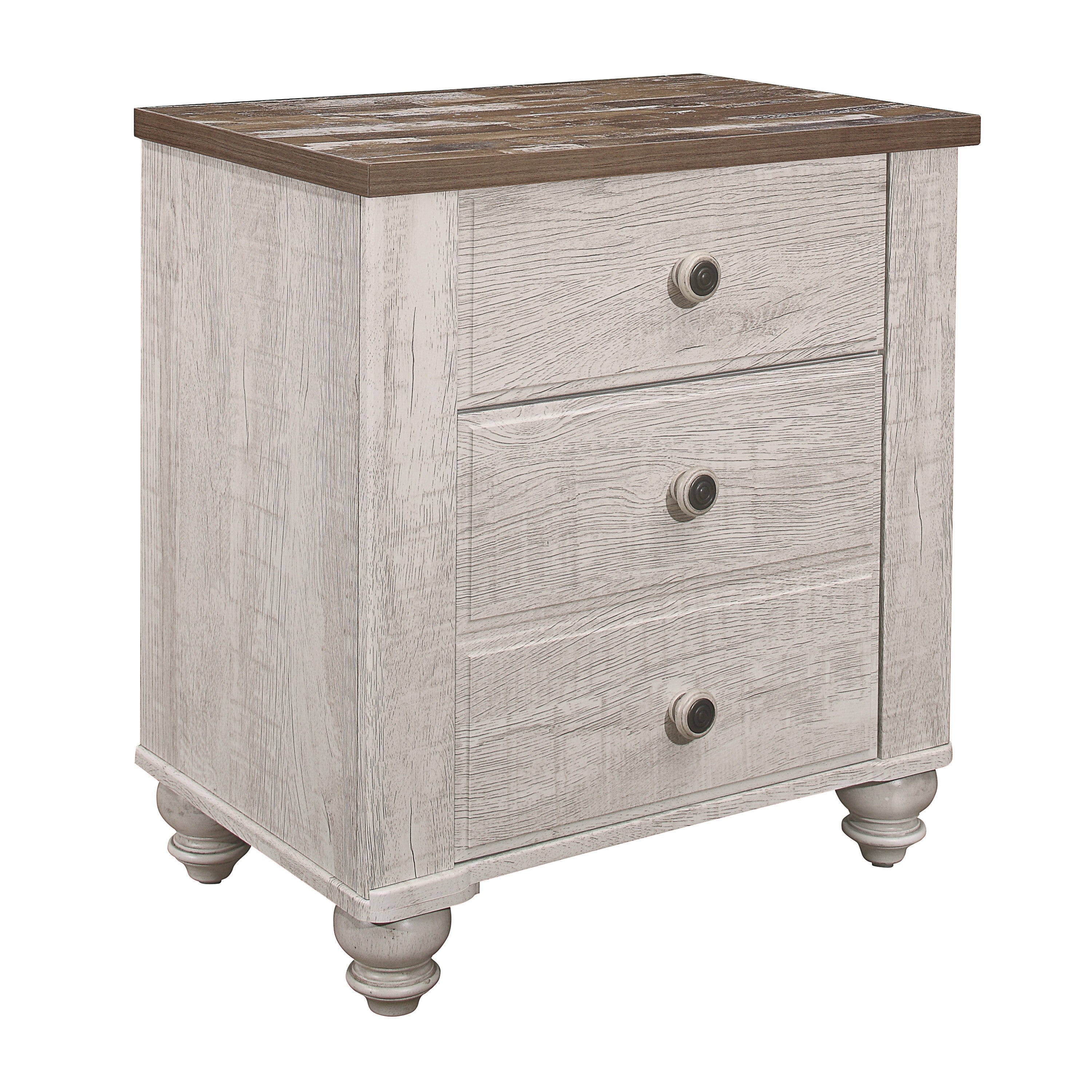Nashville Antique White/Brown Nightstand from Homelegance - Luna Furniture