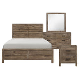Mandan Weathered Pine 4-Piece Bedroom Set (Queen Bed, Nightstand, Dresser, Mirror) from Homelegance - Luna Furniture