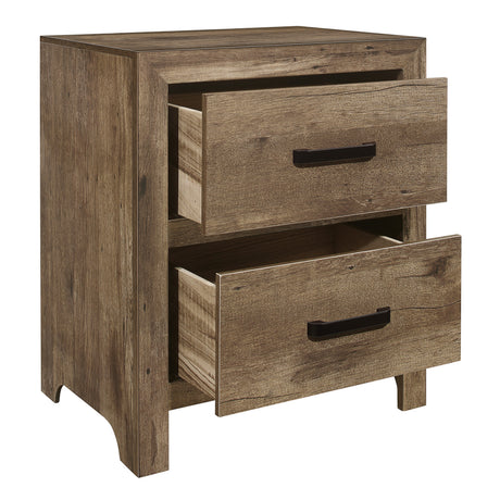 Mandan Weathered Pine 4-Piece Bedroom Set (Queen Bed, Nightstand, Dresser, Mirror) from Homelegance - Luna Furniture