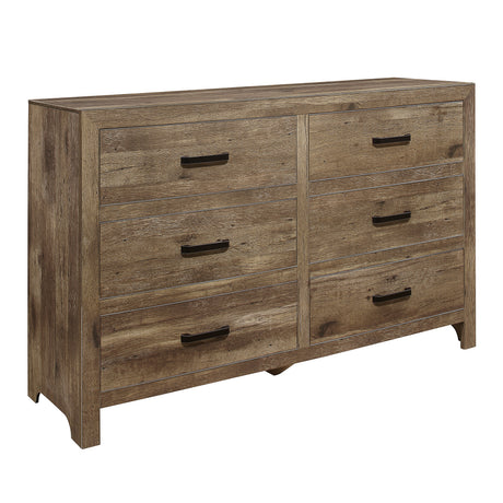 Mandan Weathered Pine 4-Piece Bedroom Set (Queen Bed, Nightstand, Dresser, Mirror) from Homelegance - Luna Furniture