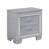Allura Silver 4-Piece Bedroom Set (Queen Bed, Nightstand, Dresser, Mirror) from Homelegance - Luna Furniture
