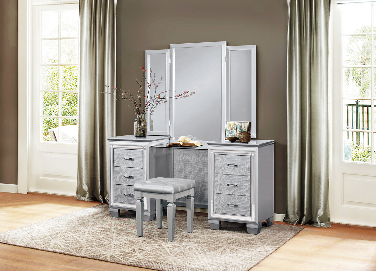 Allura Silver Vanity Dresser with Mirror from Homelegance - Luna Furniture