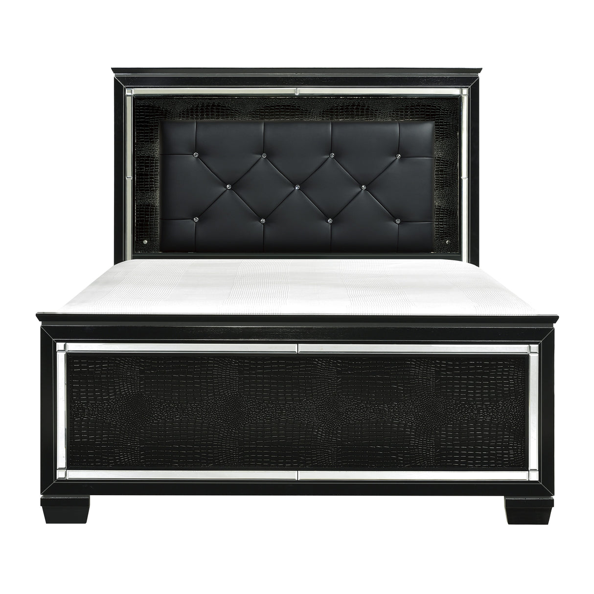 Allura Black Full LED Upholstered Panel Bed - Luna Furniture