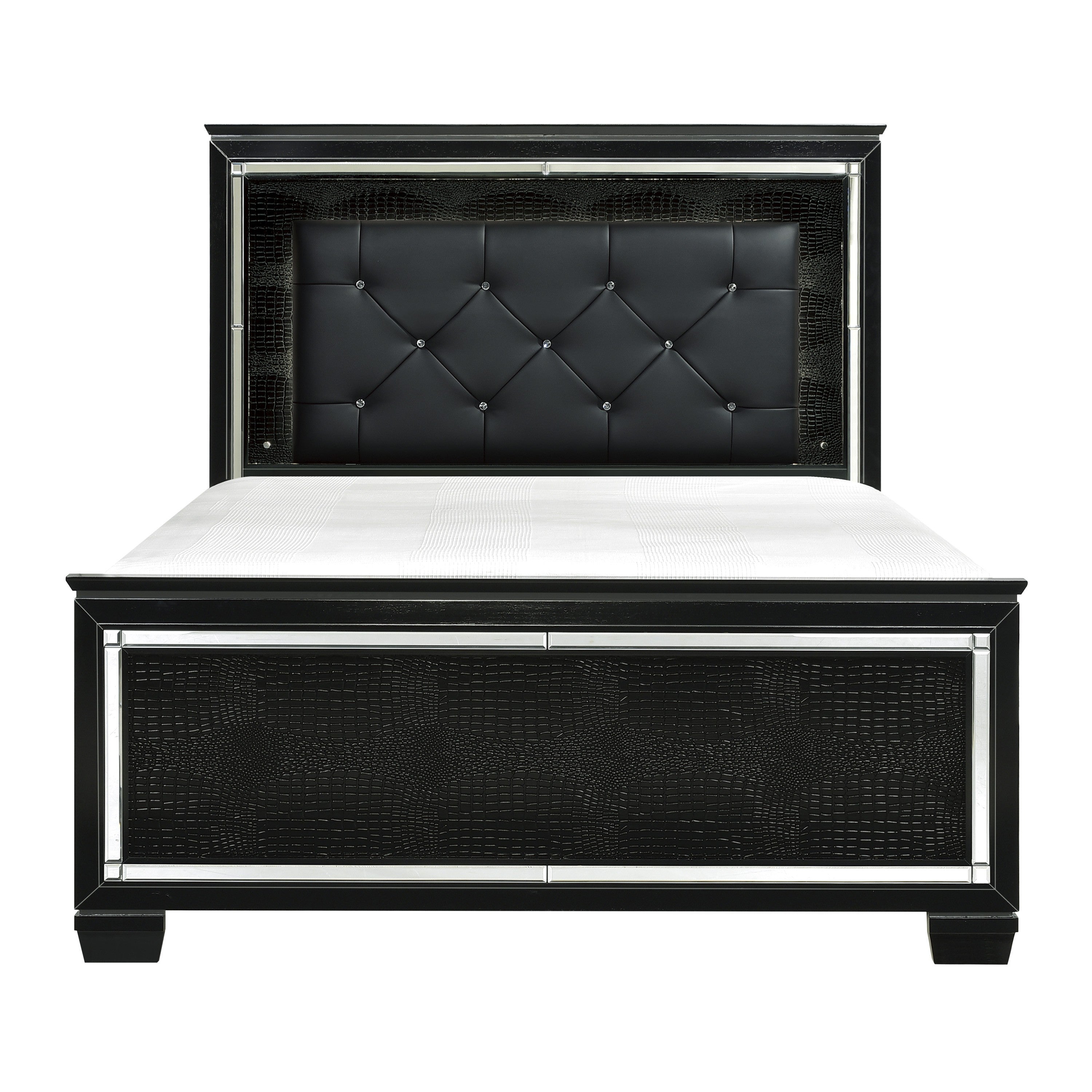 Allura Black Queen LED Upholstered Panel Bed from Homelegance - Luna Furniture