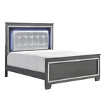 Allura Gray Full LED Upholstered Panel Bed