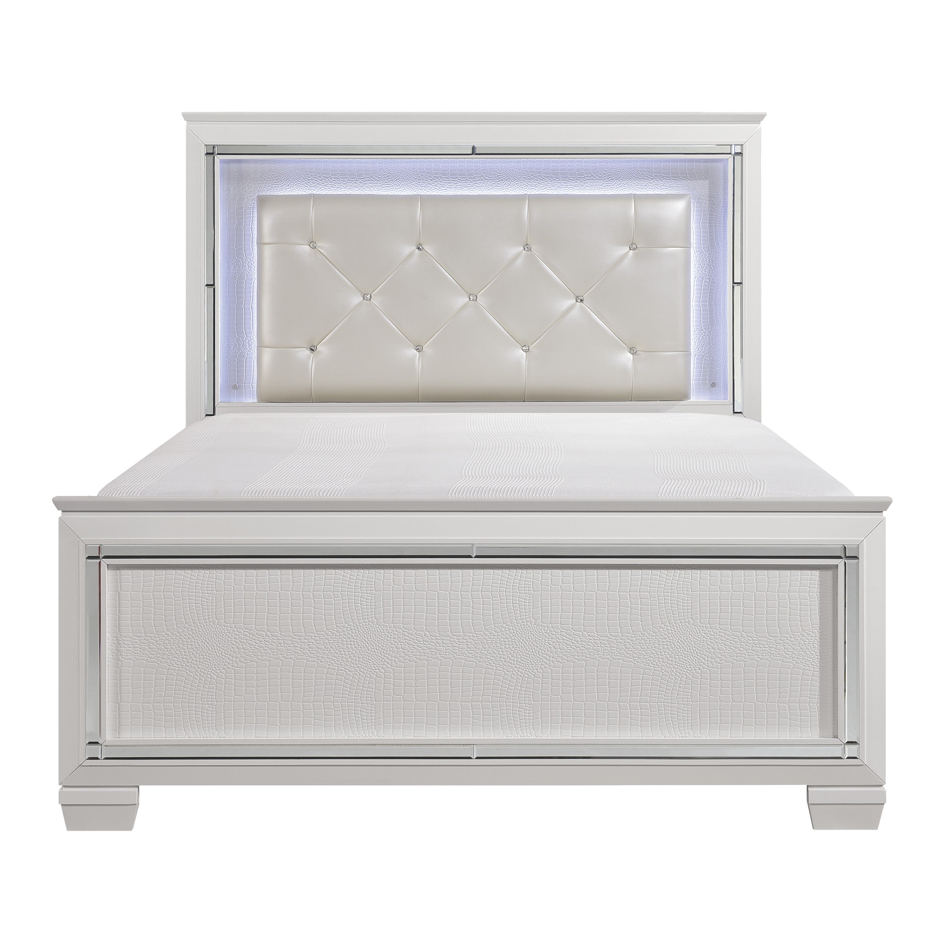 Allura White King LED Upholstered Panel Bed from Homelegance - Luna Furniture