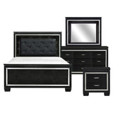 Allura Black 4-Piece Bedroom Set (Queen Bed, Nightstand, Dresser, Mirror) from Homelegance - Luna Furniture