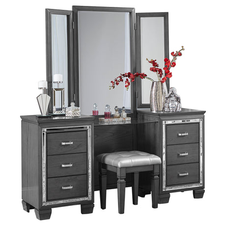 1916GY-15* (3)Vanity Dresser with Mirror - Luna Furniture