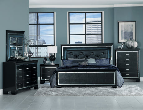 Allura Black Eastern King Bed, LED Lighting from Homelegance - Luna Furniture
