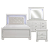 Allura White 4-Piece Bedroom Set (Queen Bed, Nightstand, Dresser, Mirror) from Homelegance - Luna Furniture
