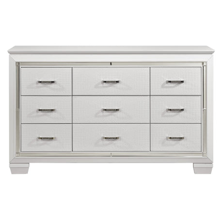 Allura White 4-Piece Bedroom Set (Queen Bed, Nightstand, Dresser, Mirror) from Homelegance - Luna Furniture
