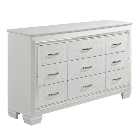Allura White 4-Piece Bedroom Set (Queen Bed, Nightstand, Dresser, Mirror) from Homelegance - Luna Furniture