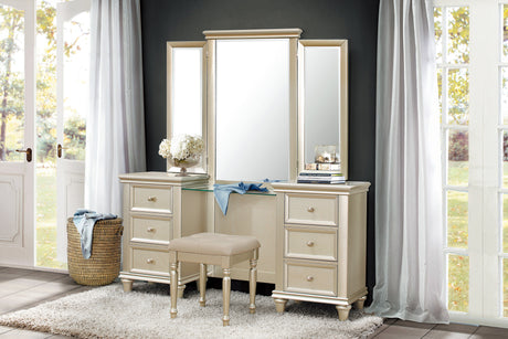 Celandine Silver Vanity Stool from Homelegance - Luna Furniture