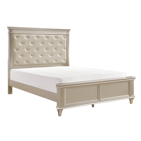 Celandine Silver Full Upholstered Panel Bed