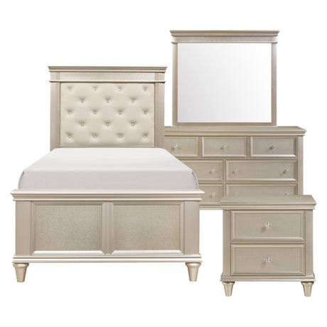 Celandine Silver 4-Piece Youth Bedroom Set (Twin Bed, Nightstand, Dresser, Mirror) from Homelegance - Luna Furniture