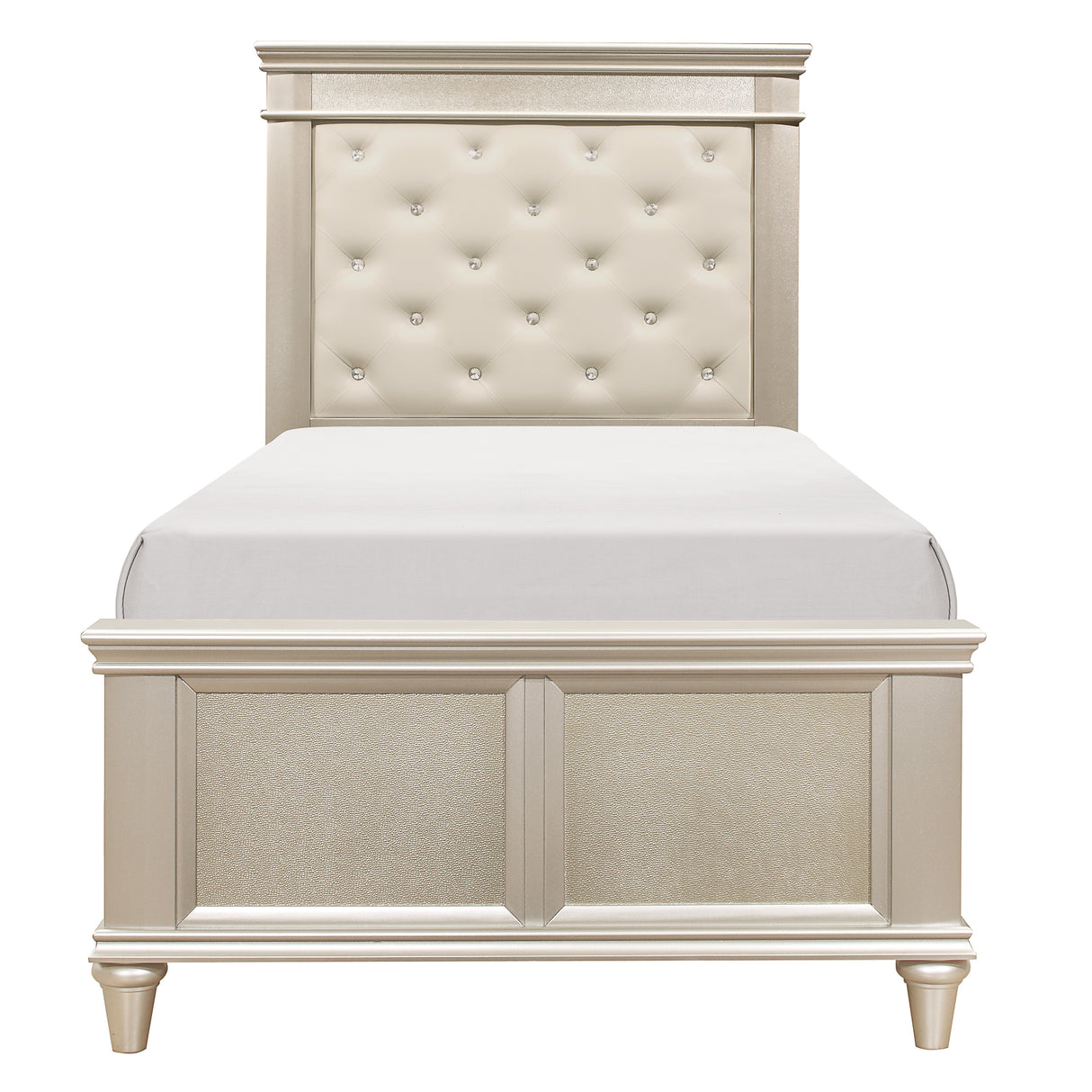 Celandine Silver 4-Piece Youth Bedroom Set (Twin Bed, Nightstand, Dresser, Mirror) from Homelegance - Luna Furniture