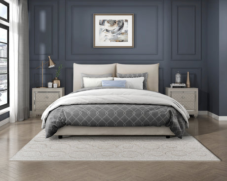 Linna Beige Full Upholstered Platform Bed from Homelegance - Luna Furniture