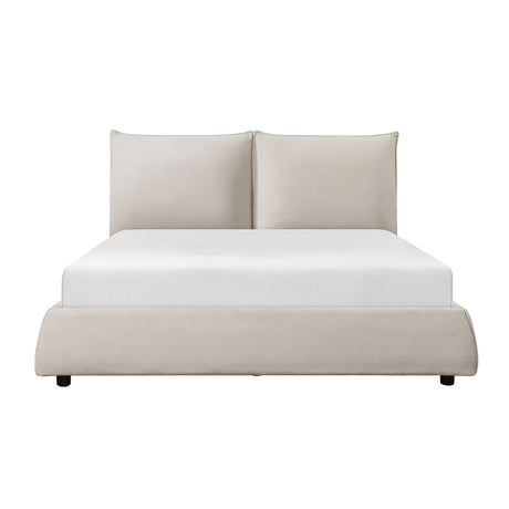Linna Beige King Upholstered Platform Bed from Homelegance - Luna Furniture