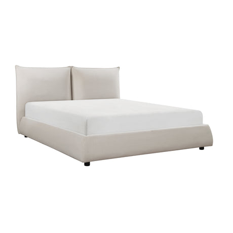 Linna Beige King Upholstered Platform Bed from Homelegance - Luna Furniture