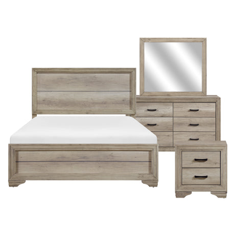 Lonan Natural 4-Piece Bedroom Set (Queen Bed, Nightstand, Dresser, Mirror) from Homelegance - Luna Furniture