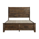Jerrick Burnished Brown King Sleigh Storage Platform Bed from Homelegance - Luna Furniture