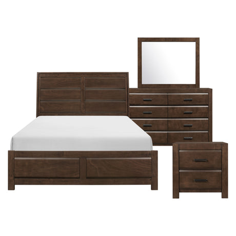 Erwan Espresso 4-Piece Bedroom Set (Queen Bed, Nightstand, Dresser, Mirror) from Homelegance - Luna Furniture