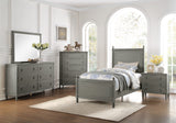 Aviana Antique twin bed in bedroom set, antique gray finish, with matching dresser and nightstand