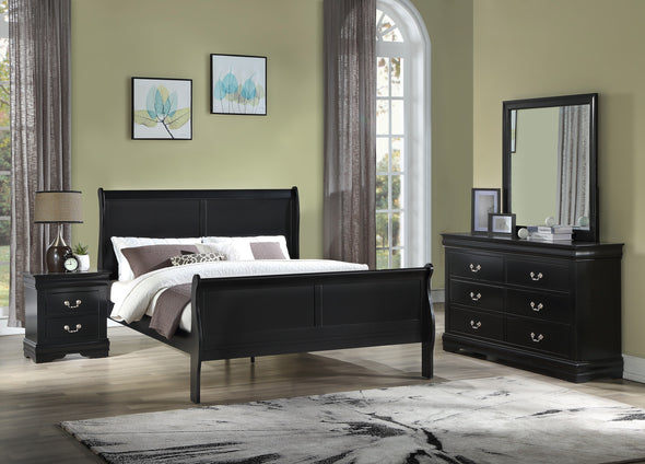Louis Philip Black Sleigh Bedroom Set - Luna Furniture
