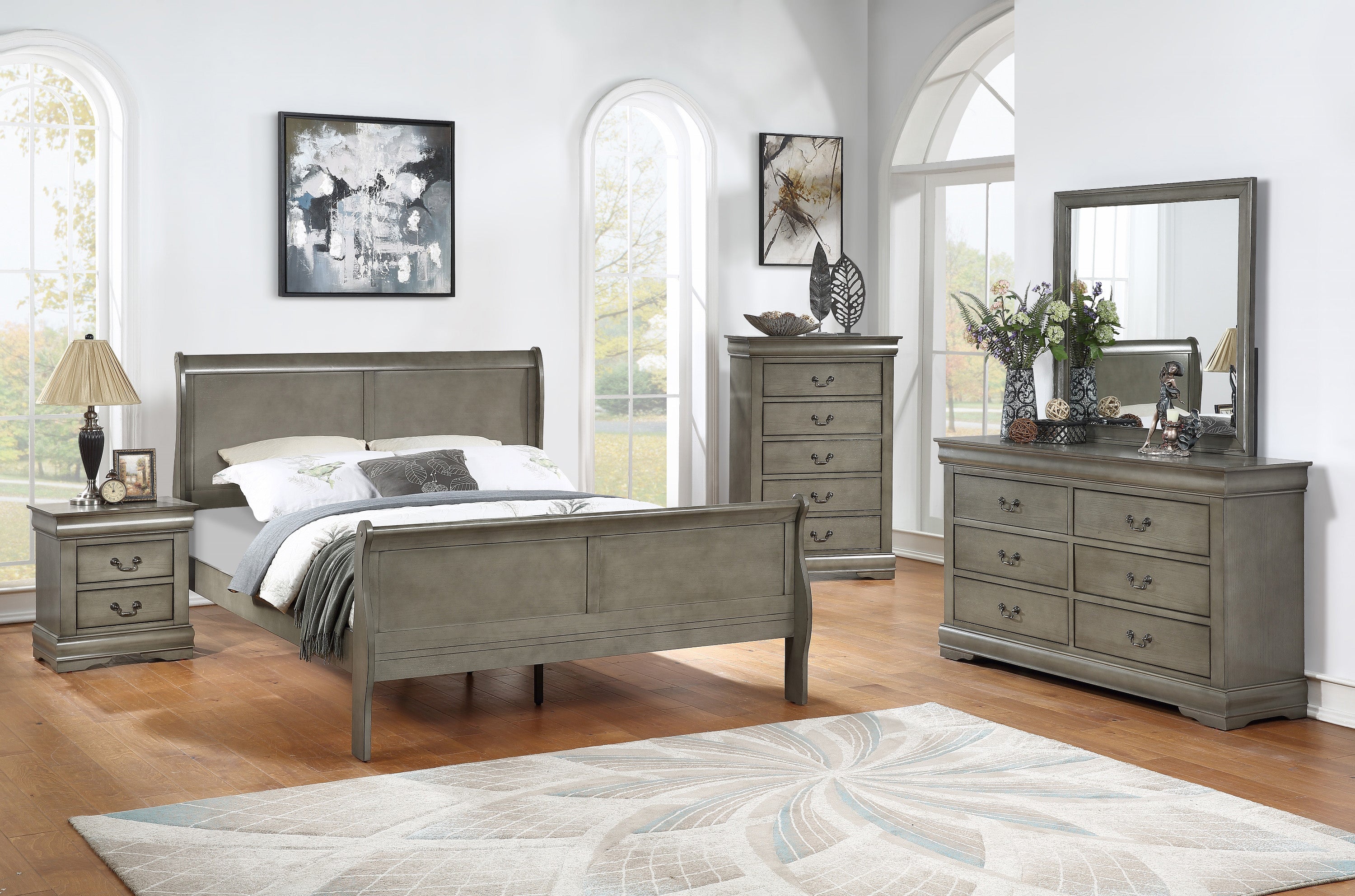 Louis Philippe Grey Dresser and Mirror Lake Charles Furniture
