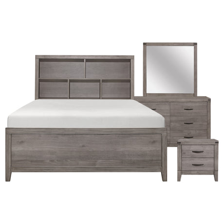 Woodrow Brownish Gray 4-Piece Bedroom Set (Queen Bed, Nightstand, Dresser, Mirror) from Homelegance - Luna Furniture