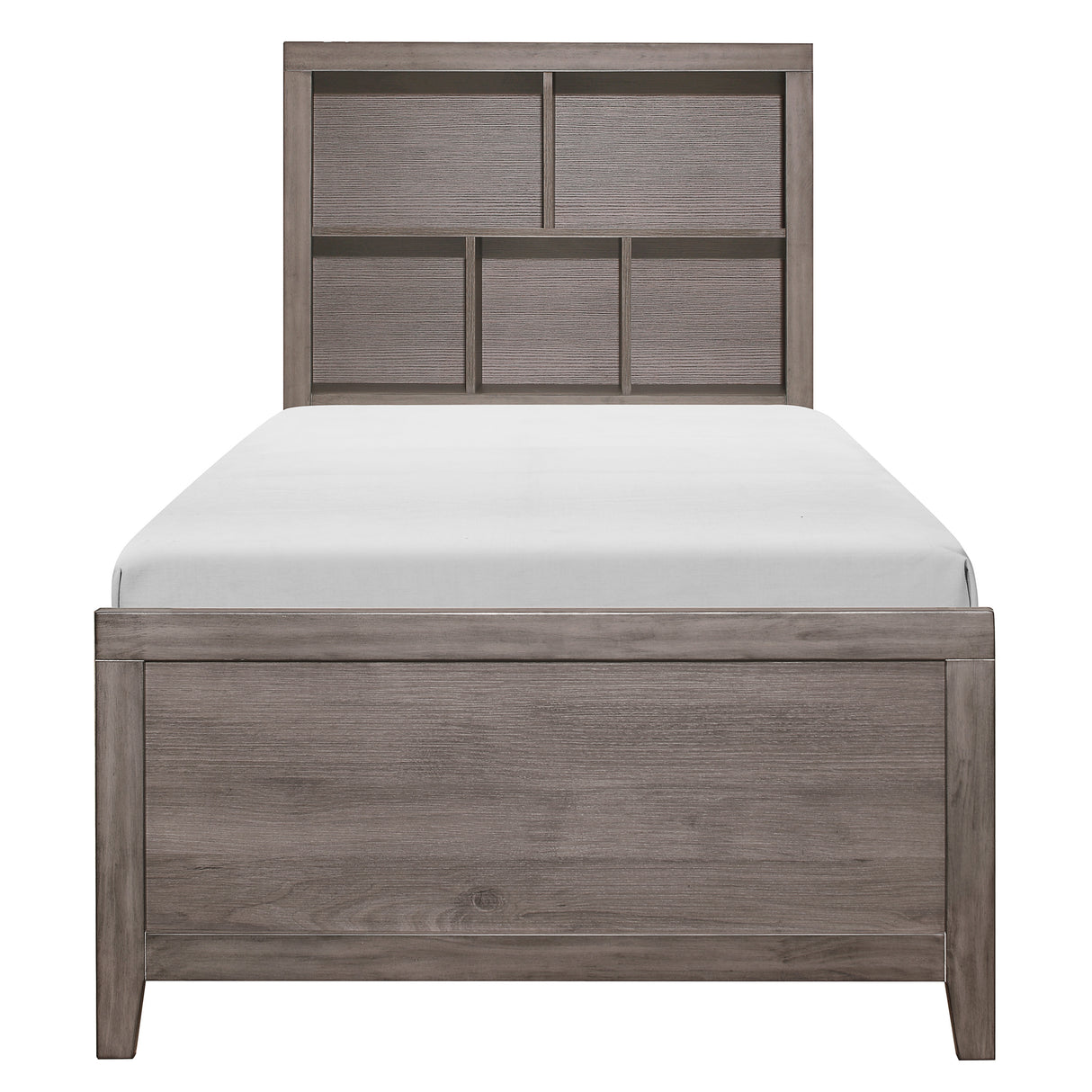 Woodrow Brownish Gray 4-Piece Twin Bedroom Set (Twin Bed, Nightstand, Dresser, Mirror) from Homelegance - Luna Furniture