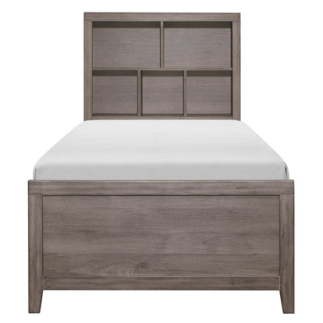 Woodrow Brownish Gray 4-Piece Twin Bedroom Set (Twin Bed, Nightstand, Dresser, Mirror) from Homelegance - Luna Furniture