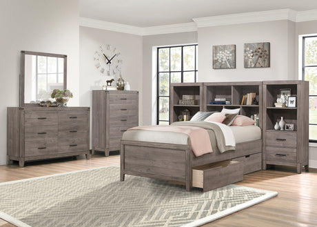 Woodrow Brownish Gray 3-Piece Twin Wall Bed Set (Twin Bed, 2x Nightstand) from Homelegance - Luna Furniture