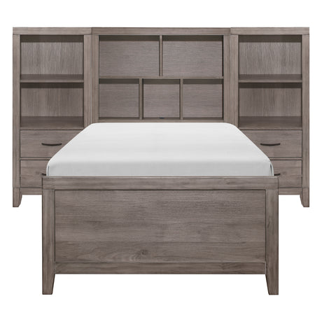 Woodrow Brownish Gray 4pc Set Twin Wall Bed with Toy Boxes (TB+2PNS+TFT) from Homelegance - Luna Furniture