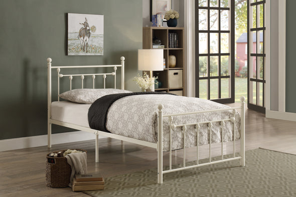 Lia White Twin Metal Platform Bed | 2048 - Luna Furniture