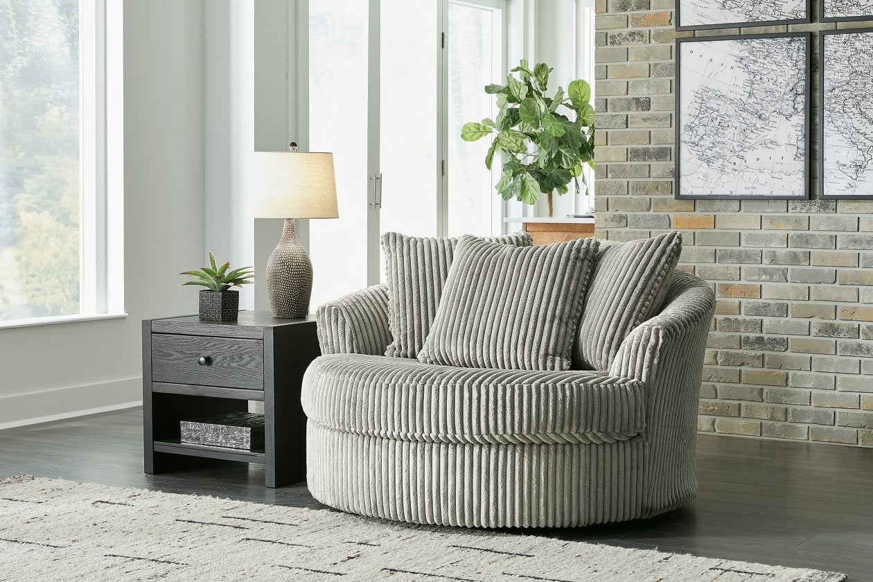 Lindyn Fog Oversized Swivel Accent Chair from Ashley - Luna Furniture